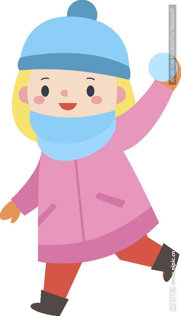 冬日女孩欢快扔雪球