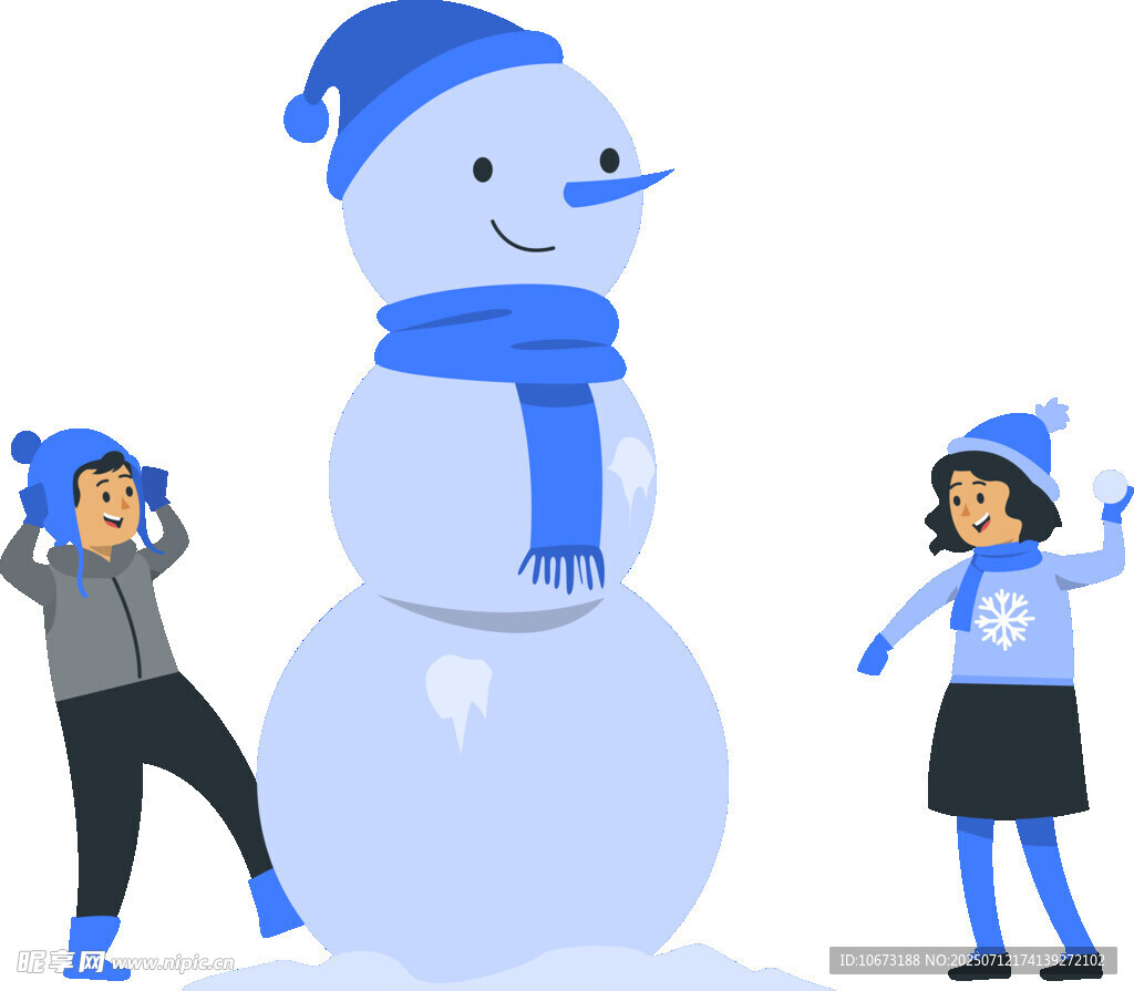 孩子们快乐堆雪人场景