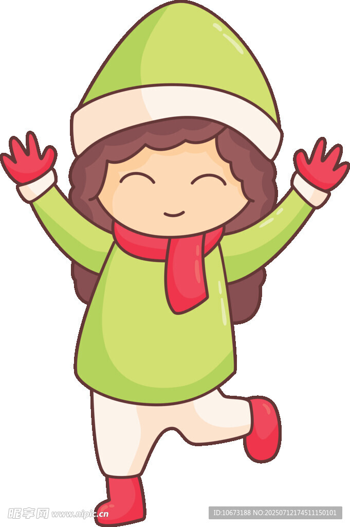 冬日欢快小女孩