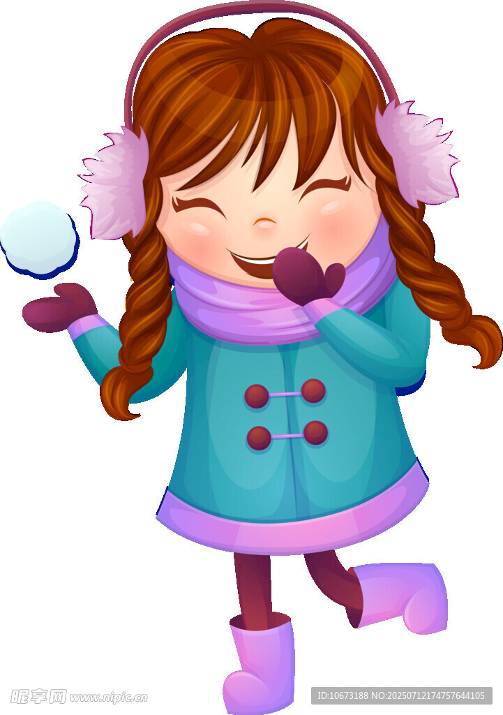 冬日女孩开心玩雪球