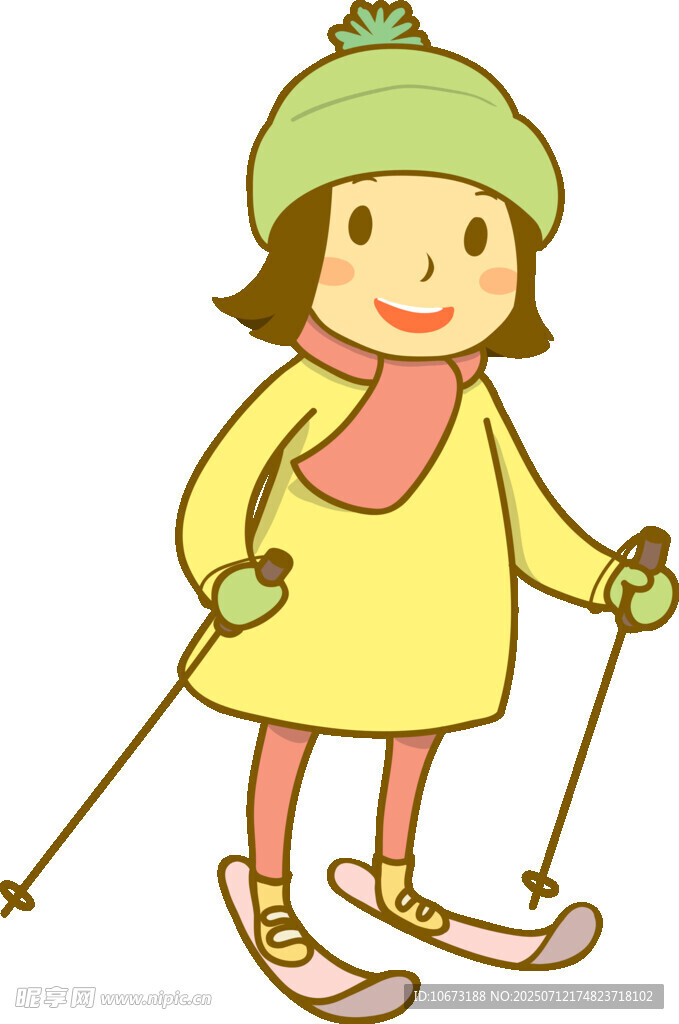 滑雪的可爱小女孩