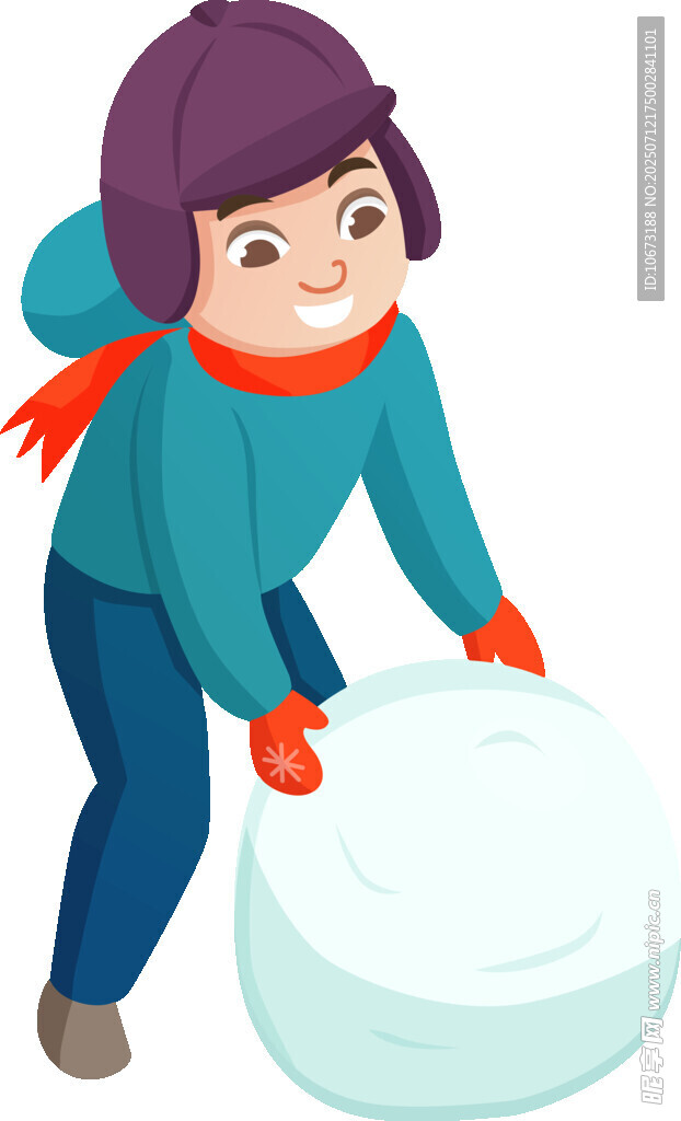 小孩开心堆雪人