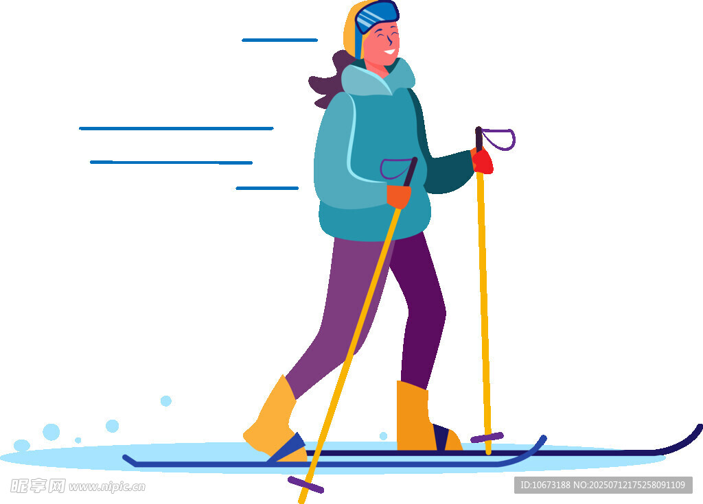 女子户外滑雪英姿