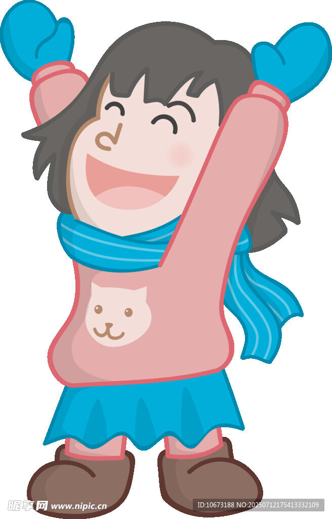 开心小女孩穿着冬装