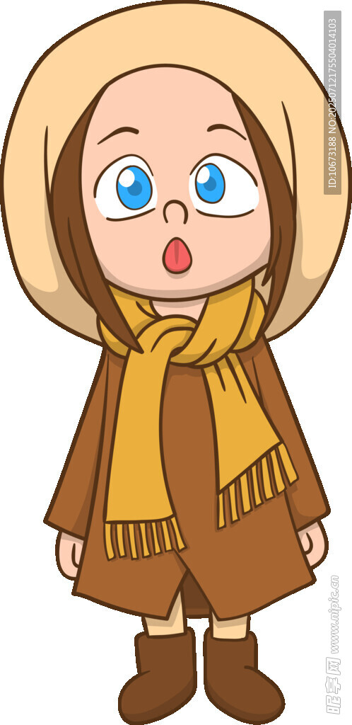 戴围巾的可爱卡通小女孩