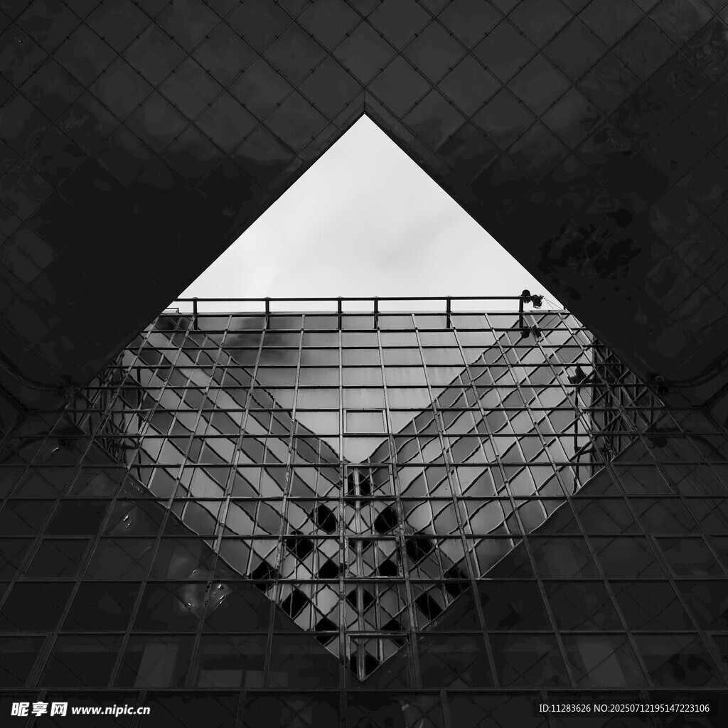 黑白几何结构建筑景观