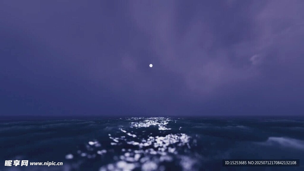 夜空下波光粼粼的海面