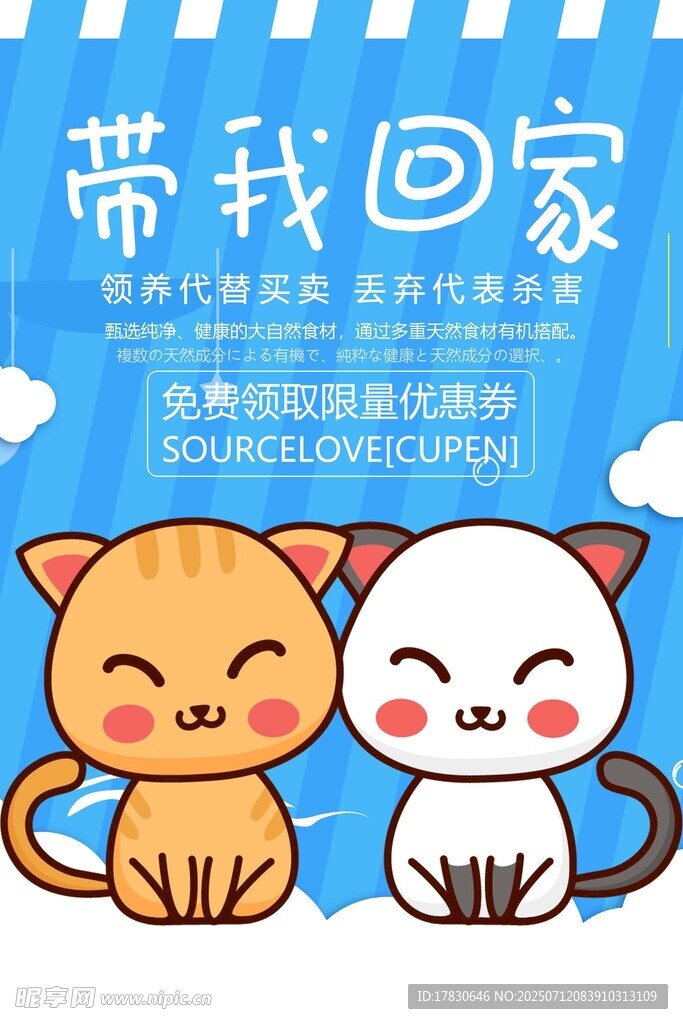 可爱猫咪求领养海报