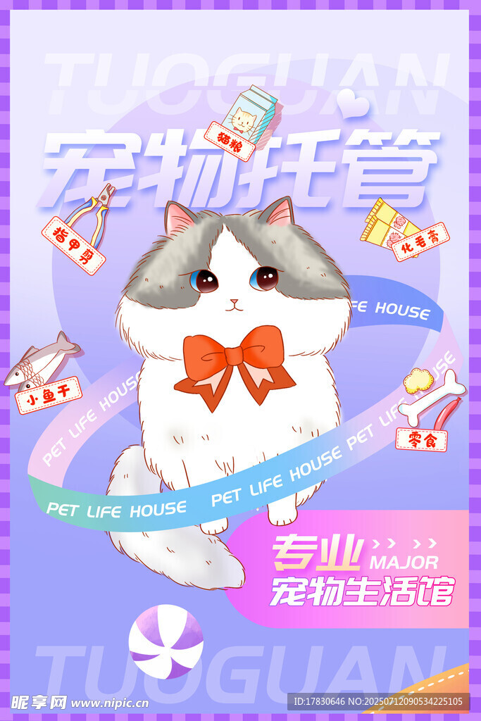 可爱宠物托管服务宣传图