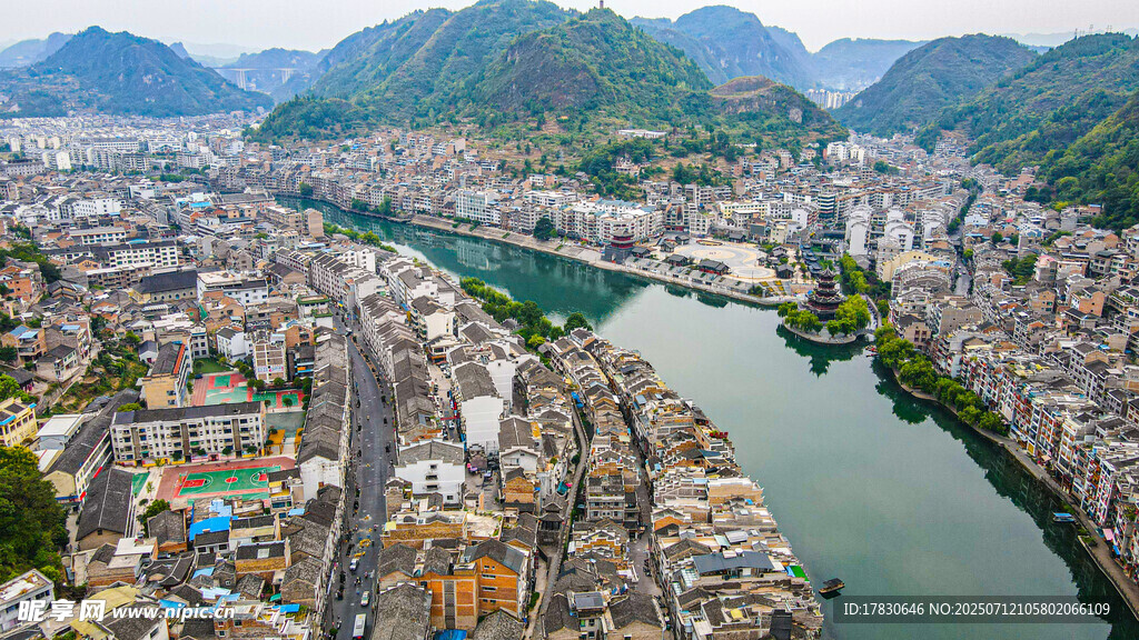 A景区镇远古镇航拍