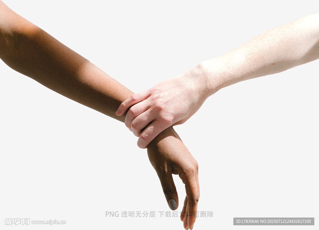 不同肤色手相牵