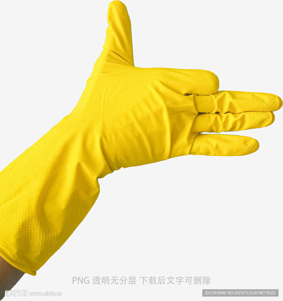 黄色橡胶手套展示
