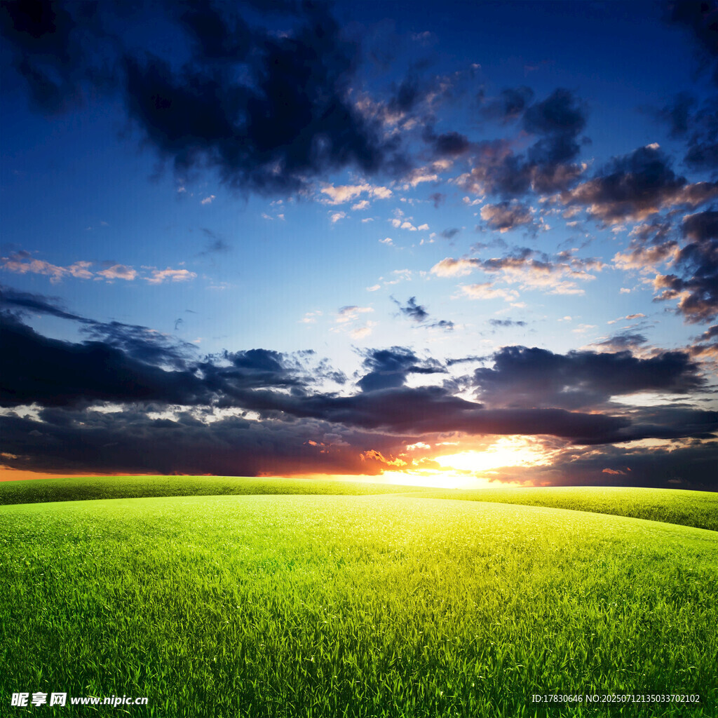 草原日落美景
