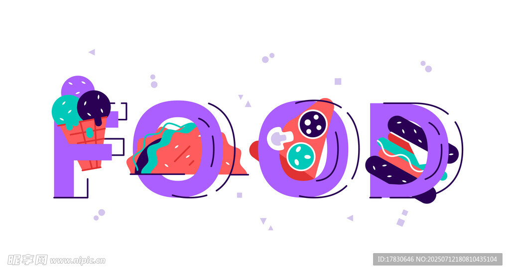 多彩卡通字母FOOD