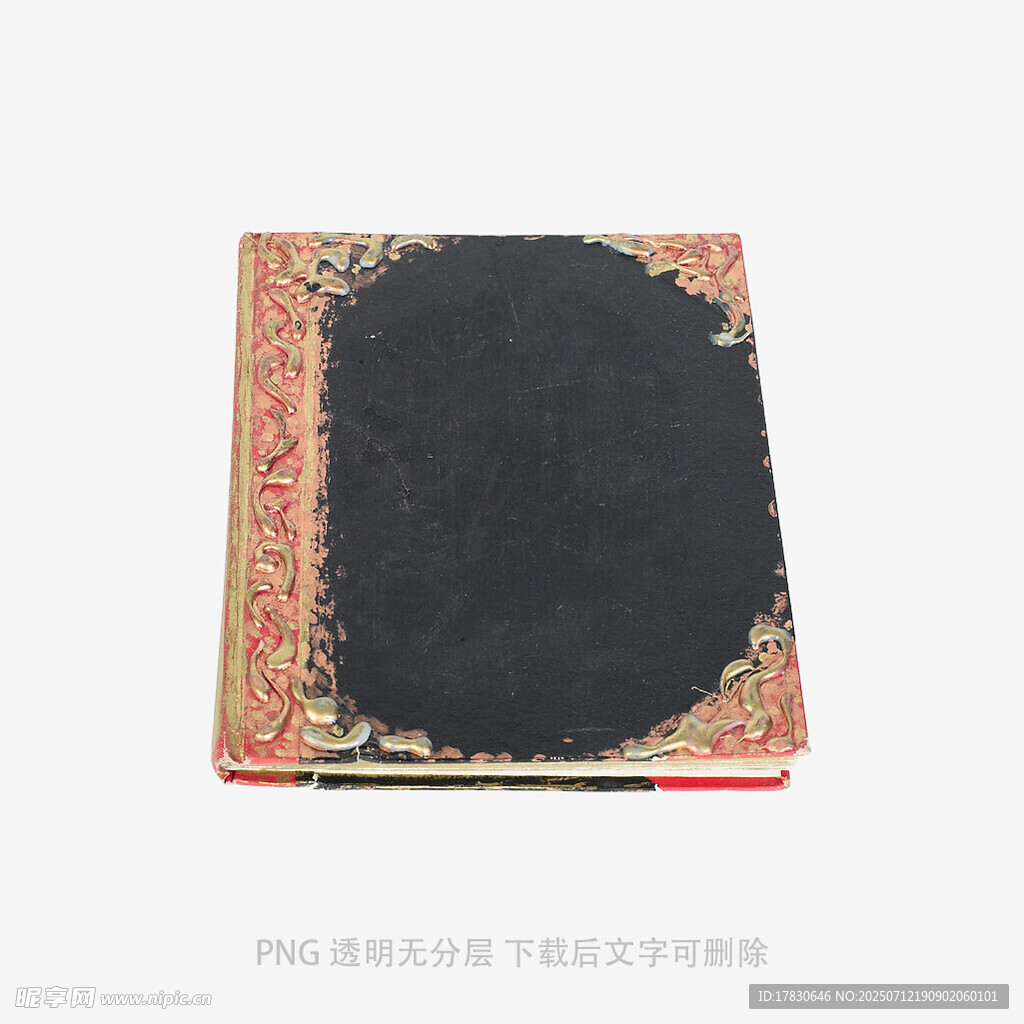 复古花纹边框的黑色本子