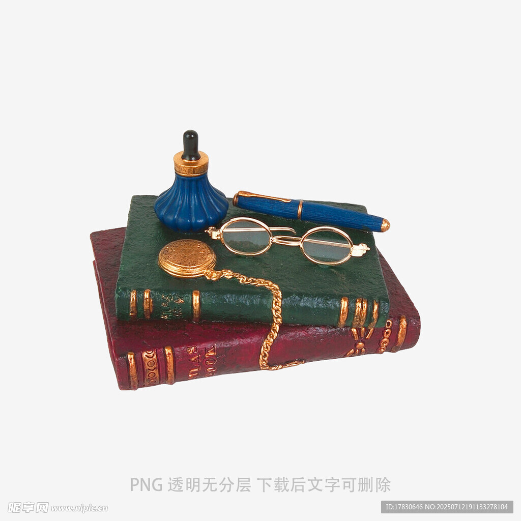 复古书籍上的眼镜与小物件