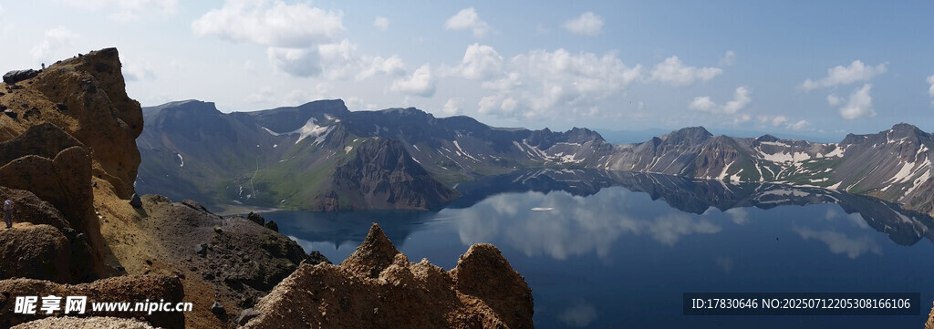 壮丽高山下的静谧湖泊