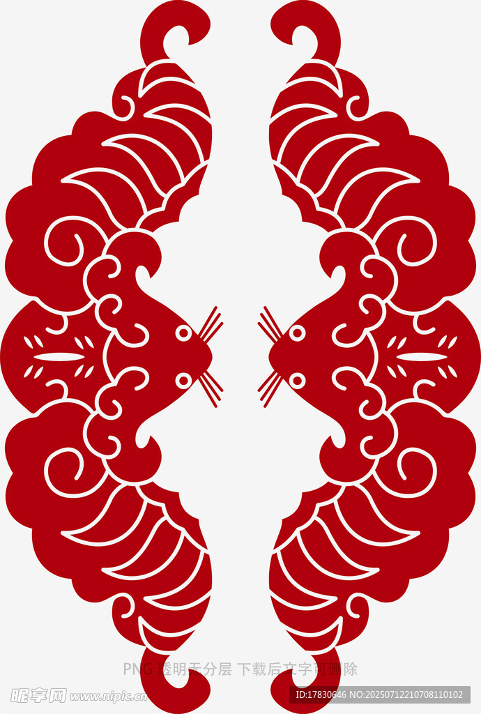 对称红色传统花纹图案
