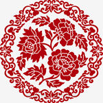 中式传统牡丹花纹剪纸图案