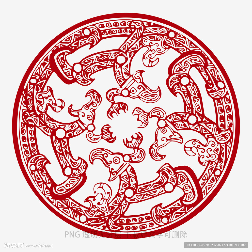 传统圆形龙纹吉祥图案