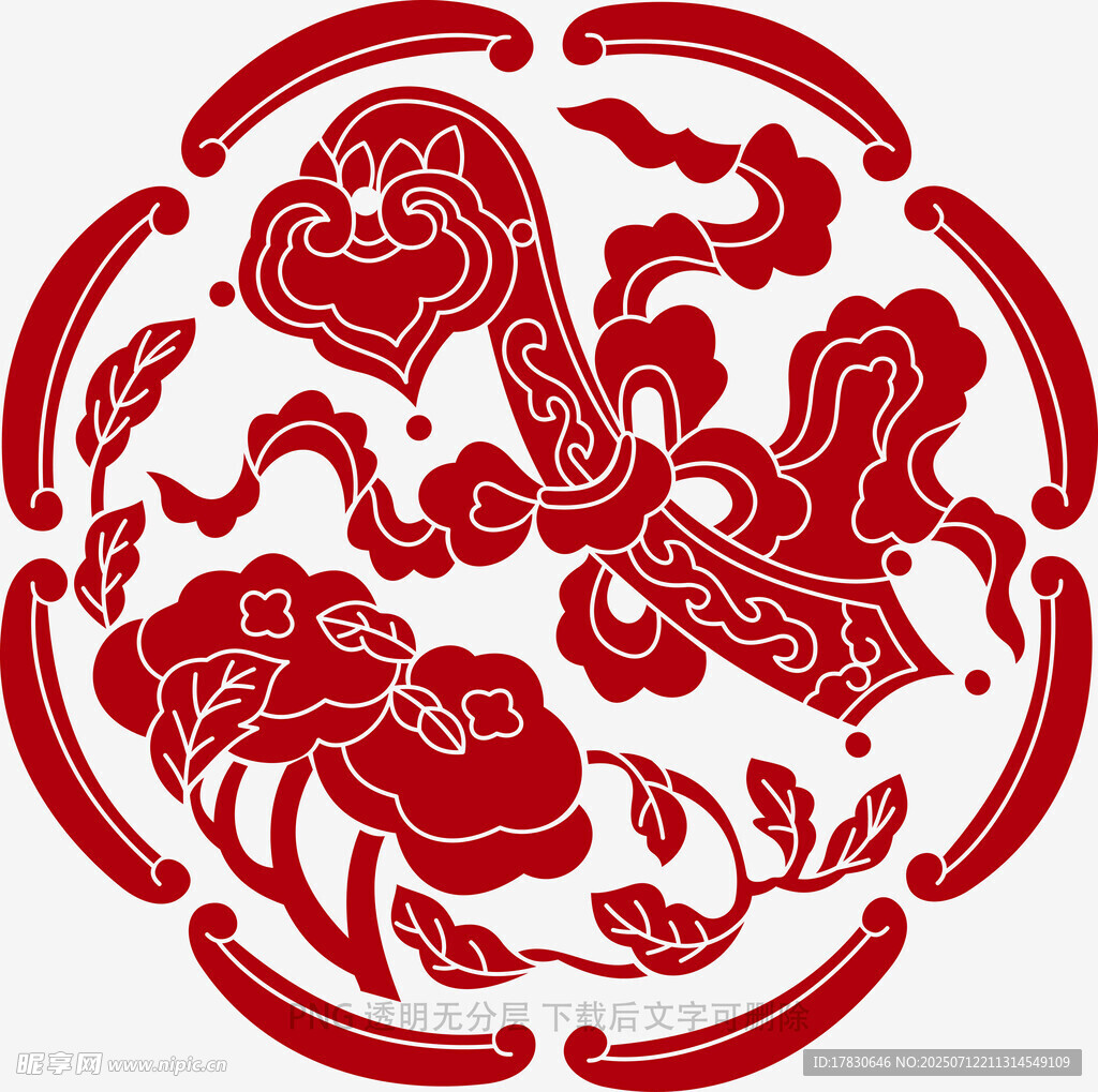传统剪纸风圆形吉祥图案