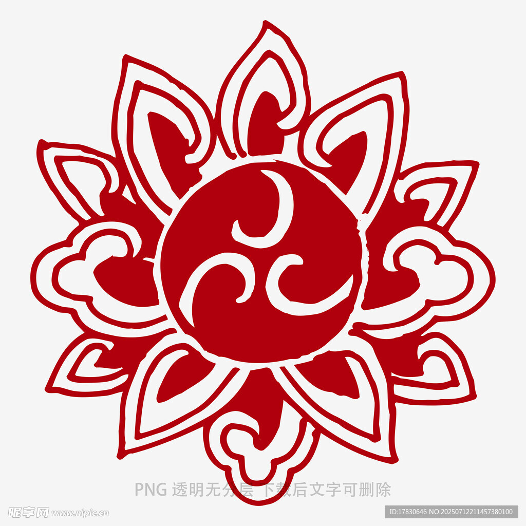 红色莲花形欧姆符号图案