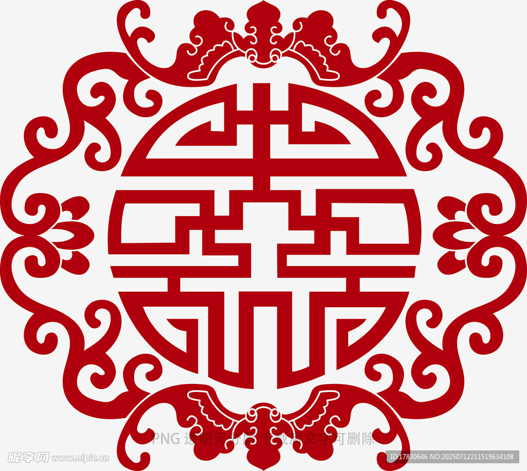 中式传统红色福寿纹图案