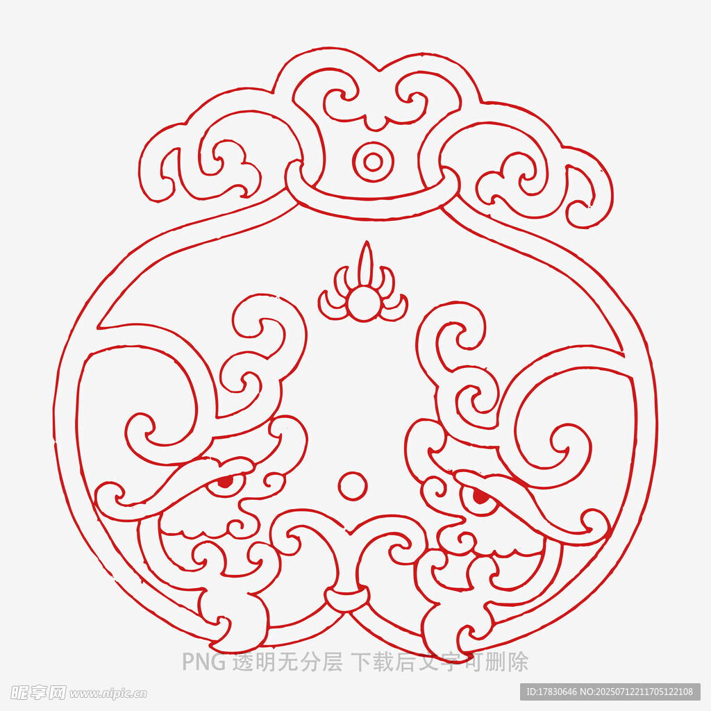 中式传统双狮戏球纹图案