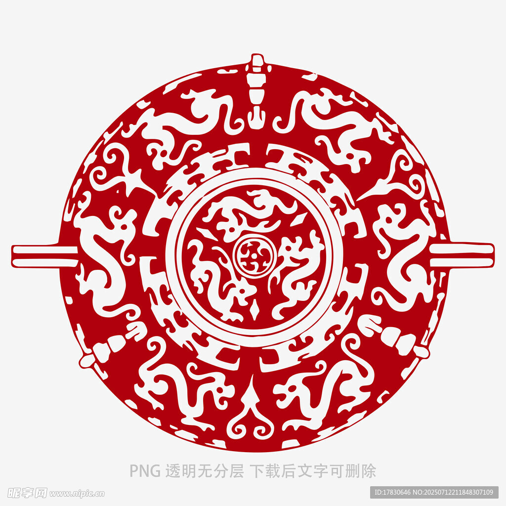 传统中式圆形龙纹装饰图案