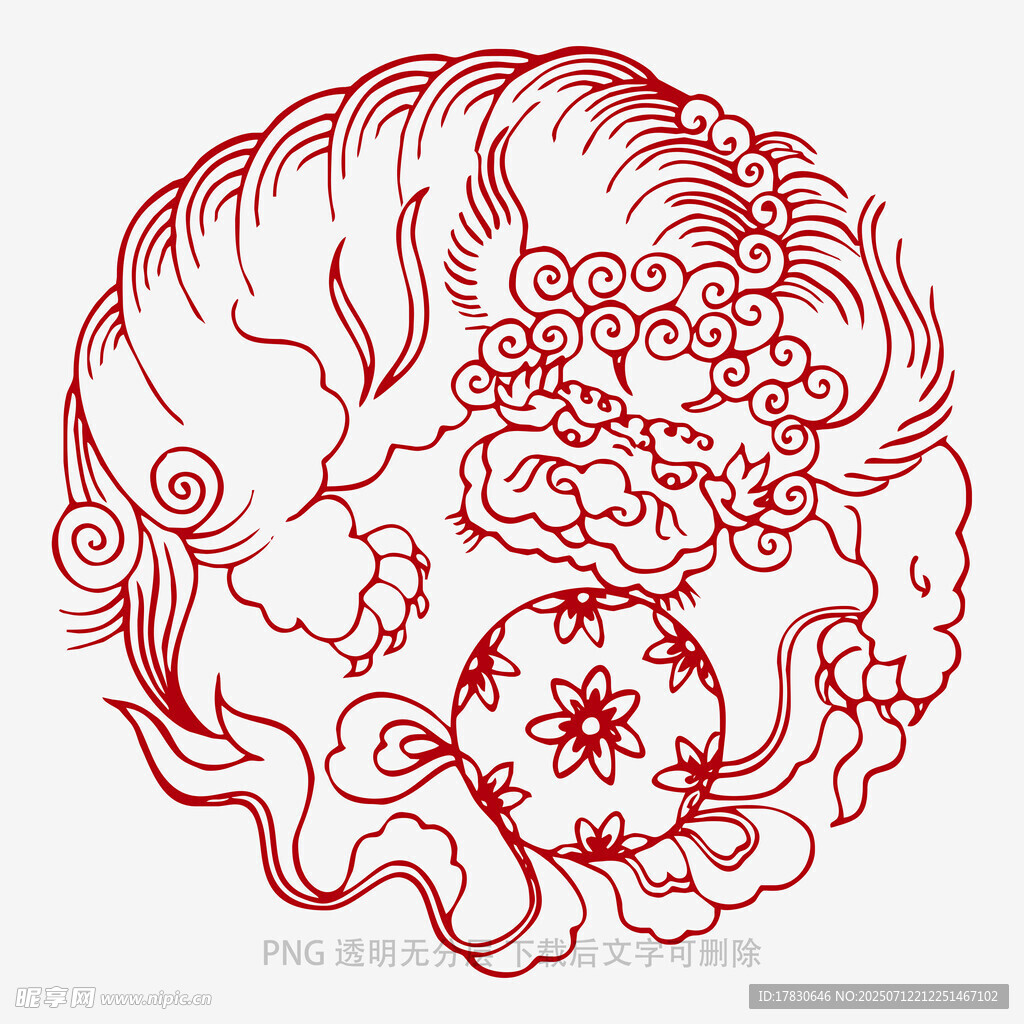 传统中式狮子纹样图案