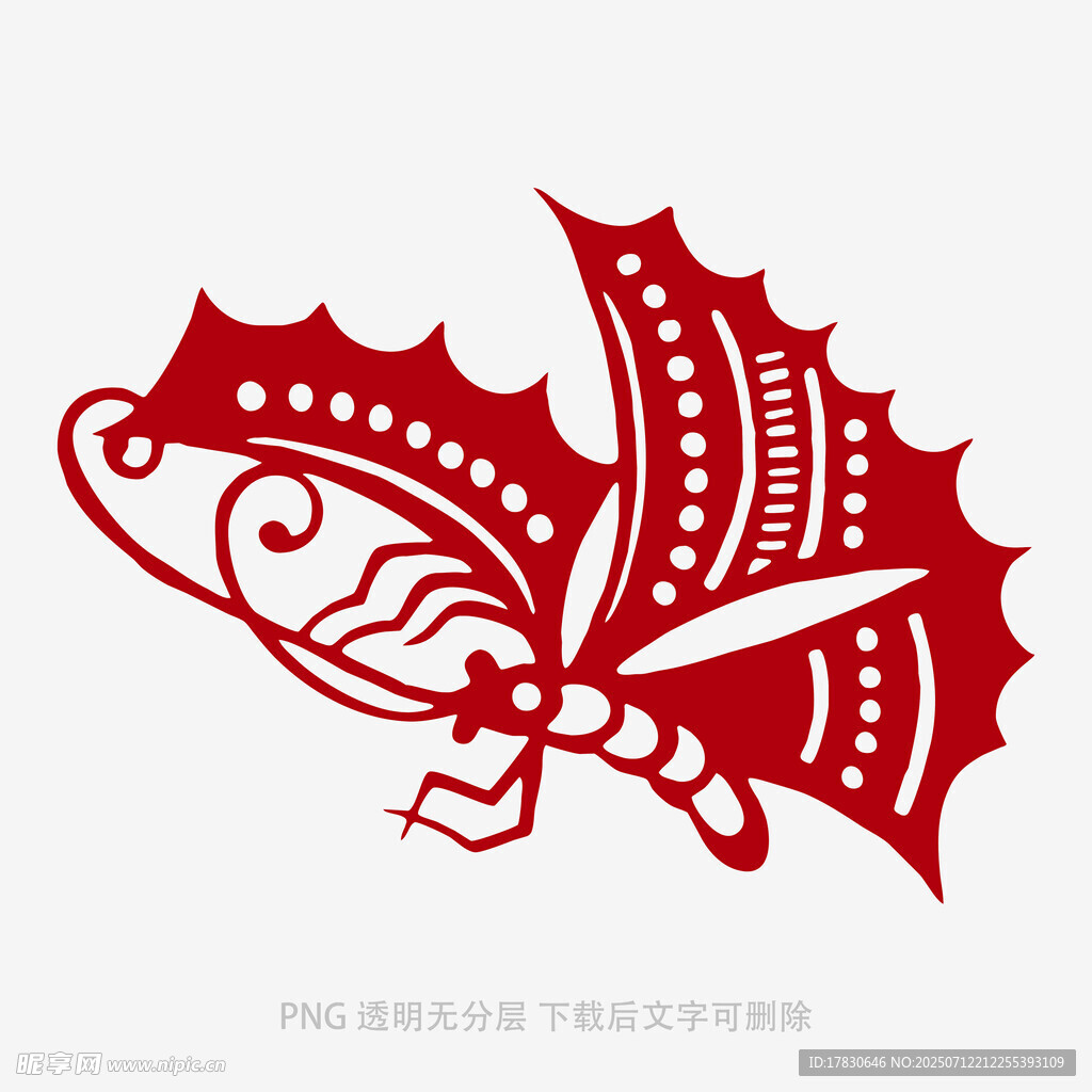 红色剪纸蝴蝶图案