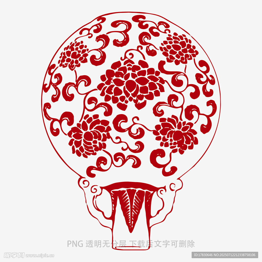 中式剪纸风热气球图案
