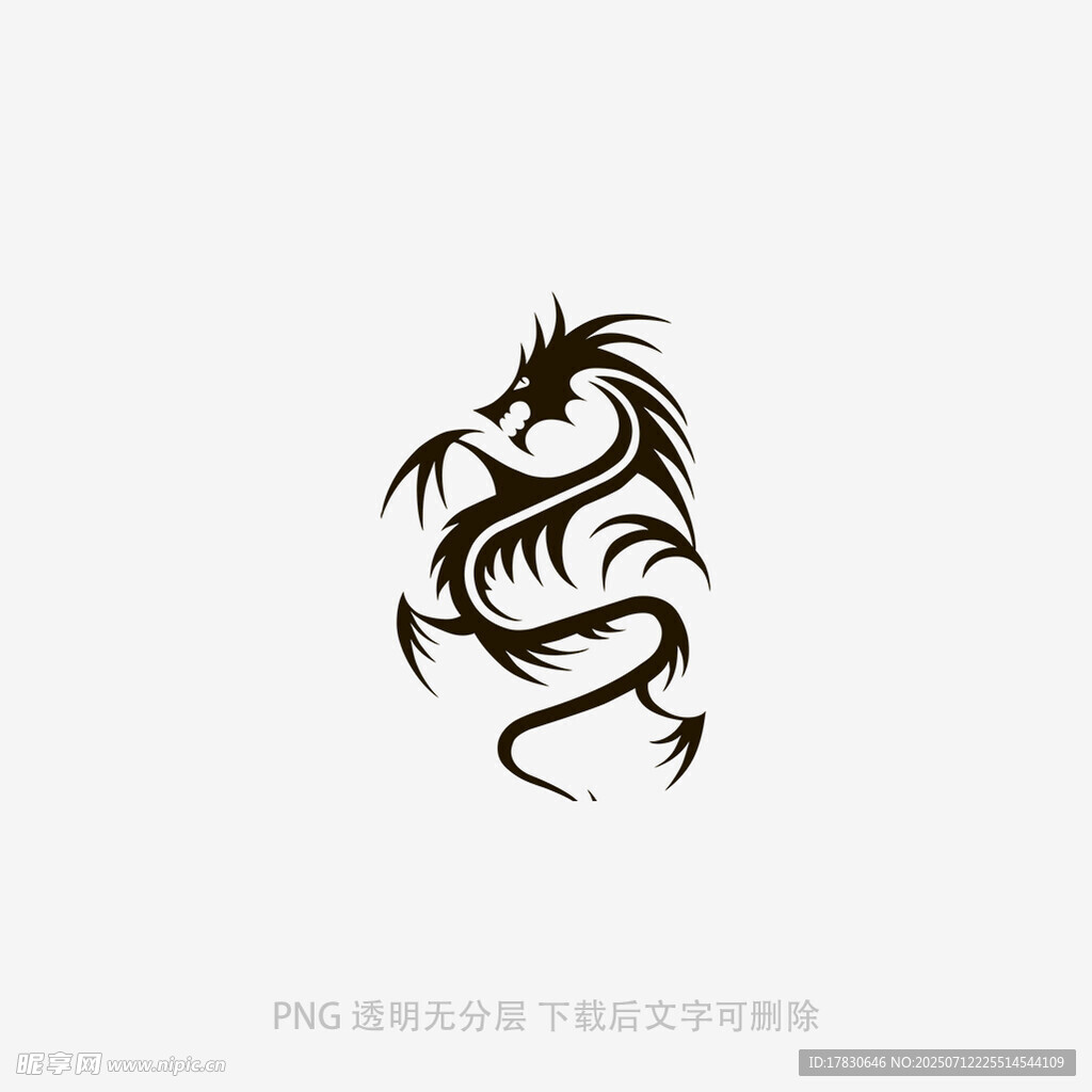 简约黑龙图腾图案设计