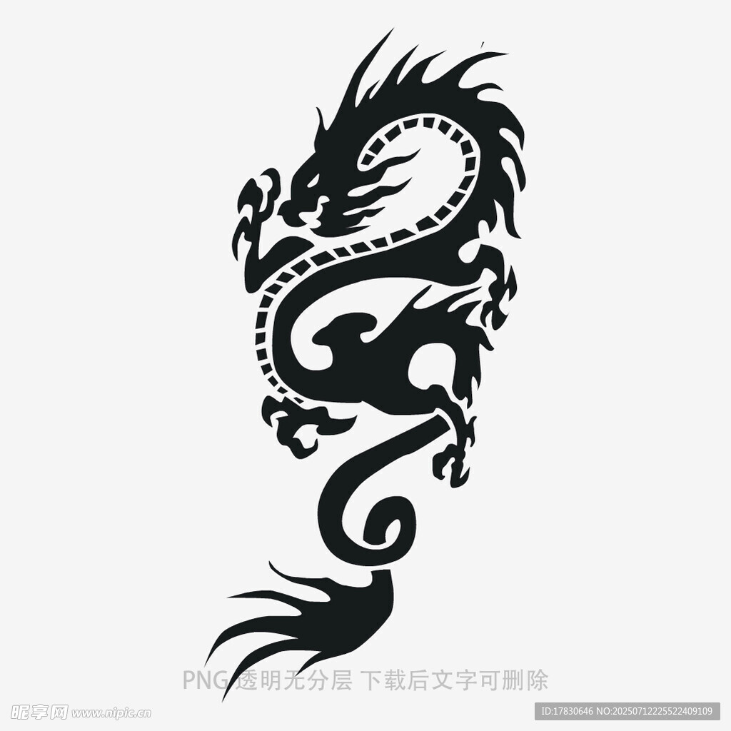 中式黑龙纹身图案设计