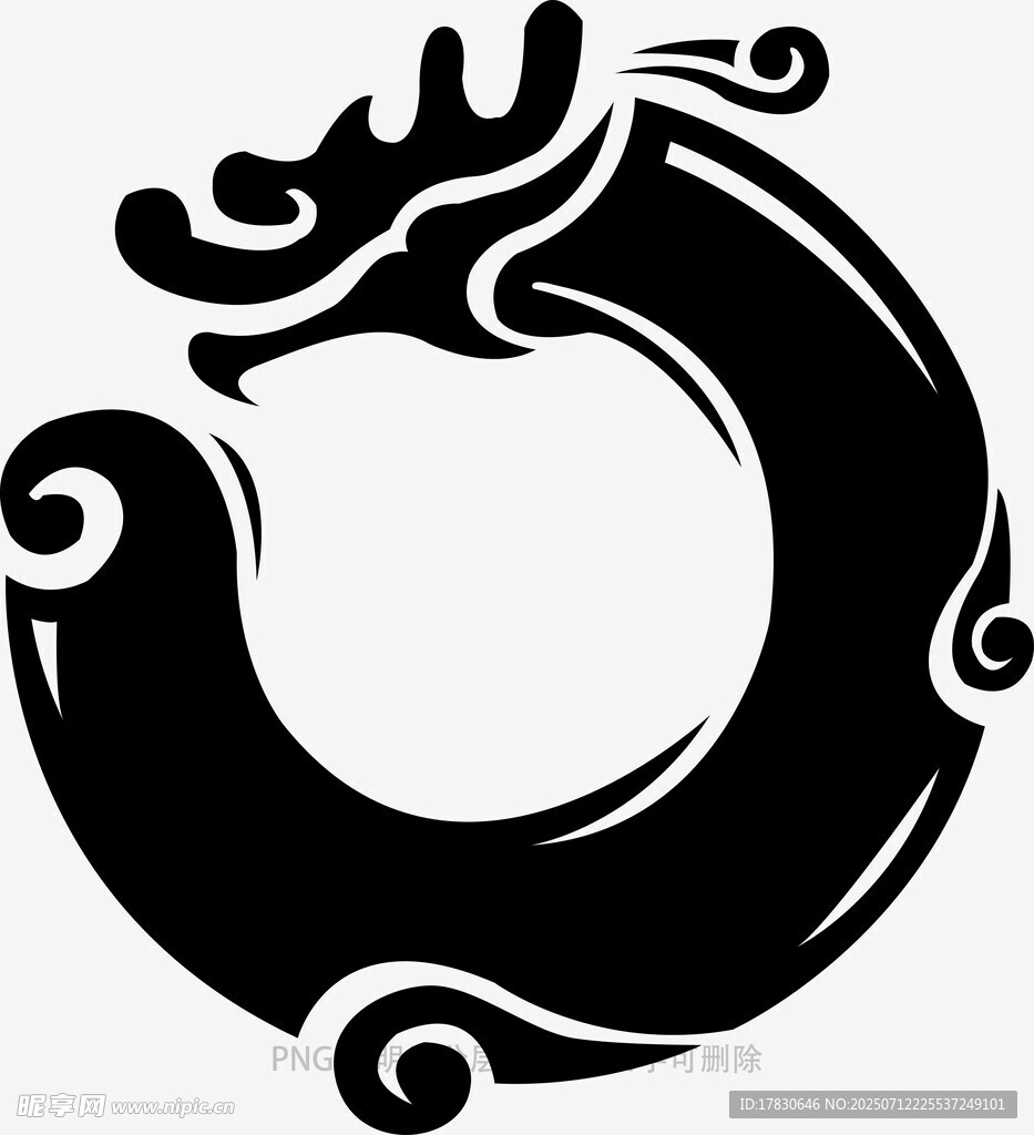 中式龙纹环形图腾图案