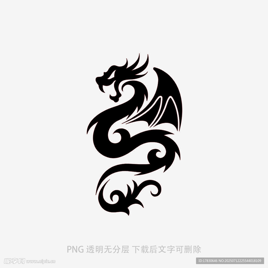 中式黑龙图腾设计图案