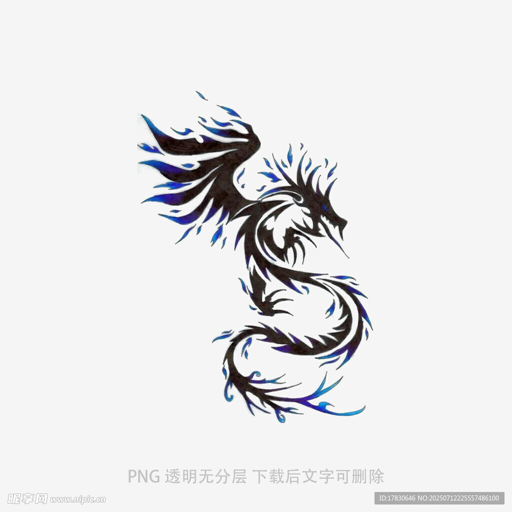 蓝黑酷炫龙形图案设计