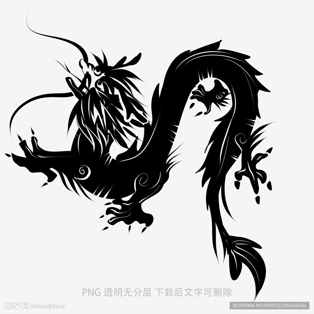 中式传统黑龙图案设计