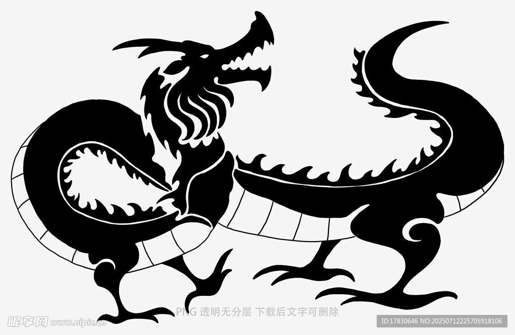 传统风格黑白龙图案
