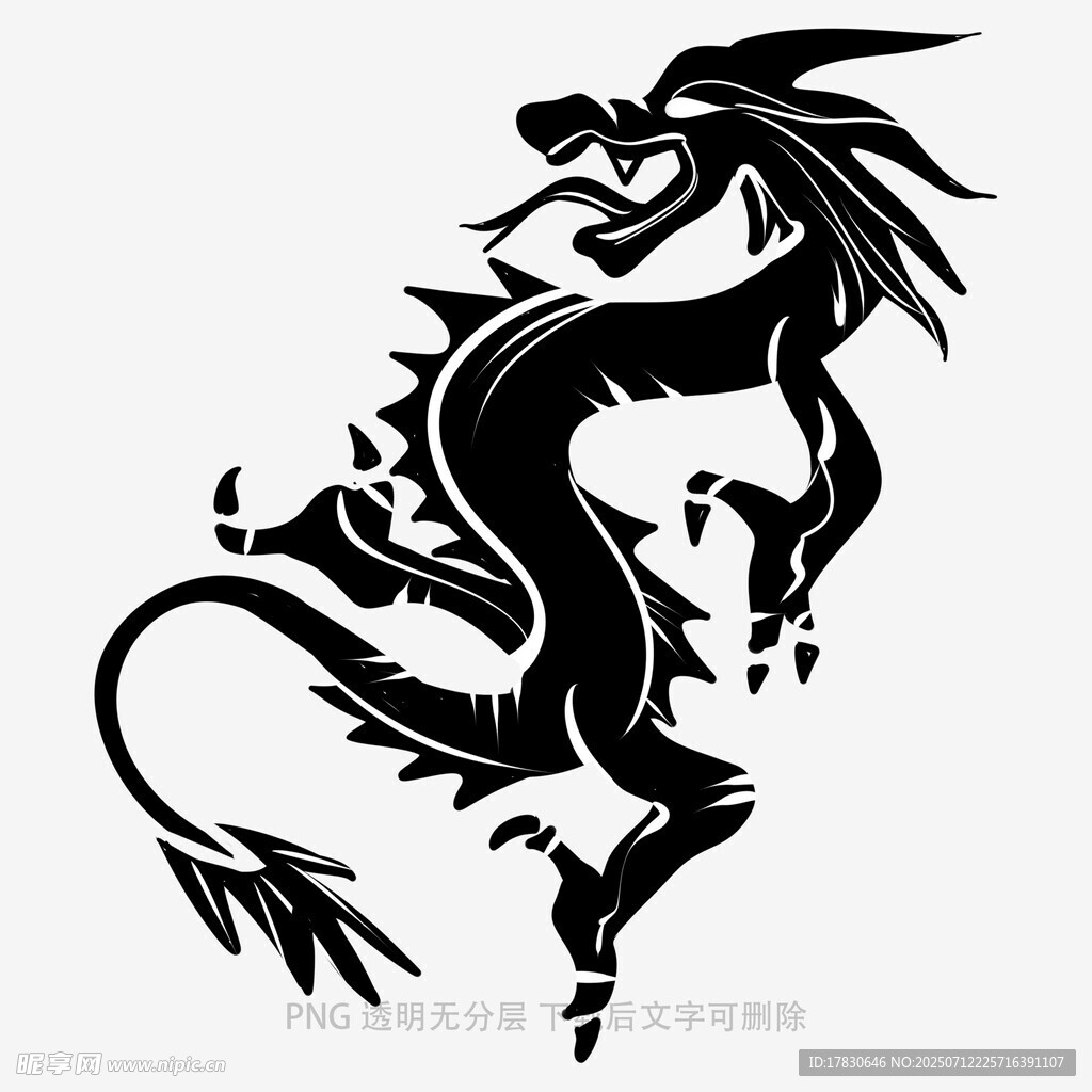 黑色立体风格龙形图案