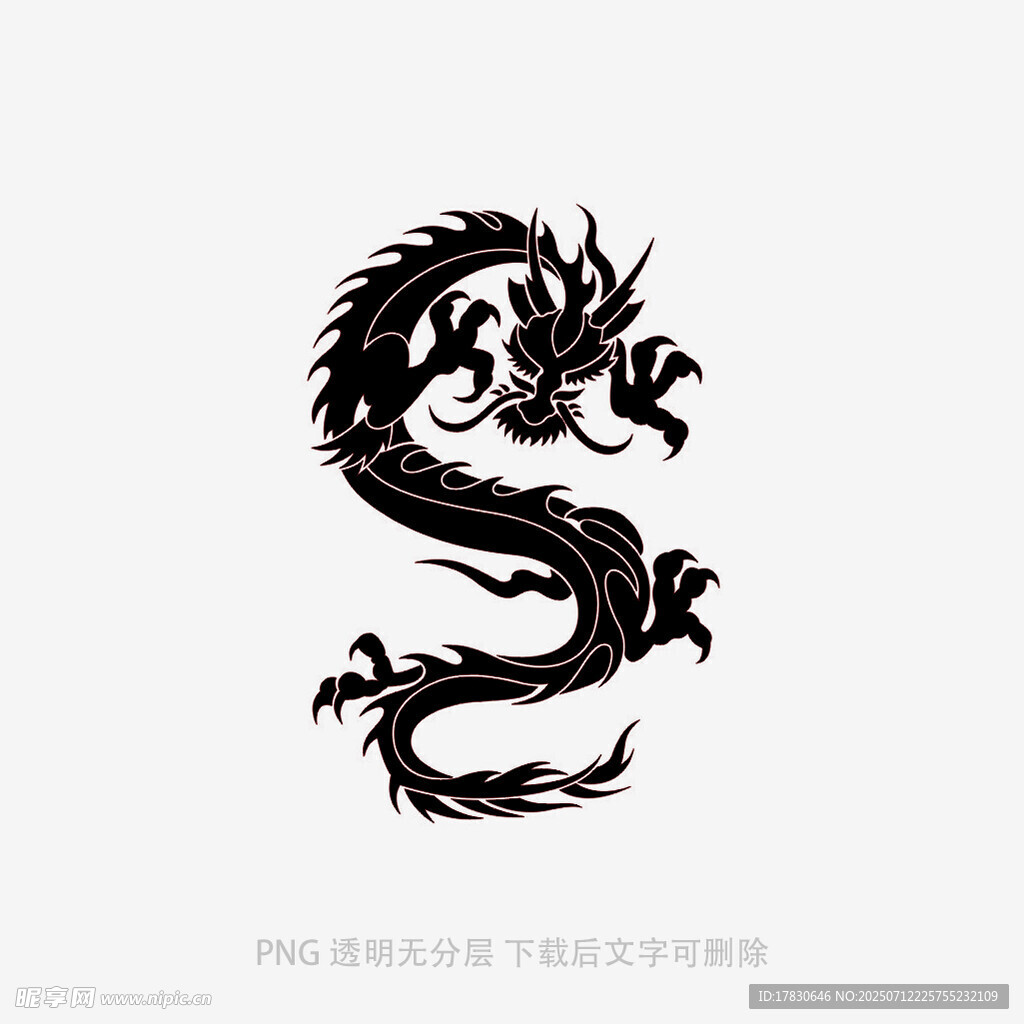 中式传统黑龙图案设计