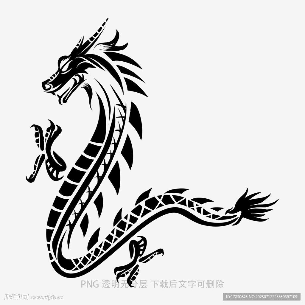 简约黑白龙形图案设计