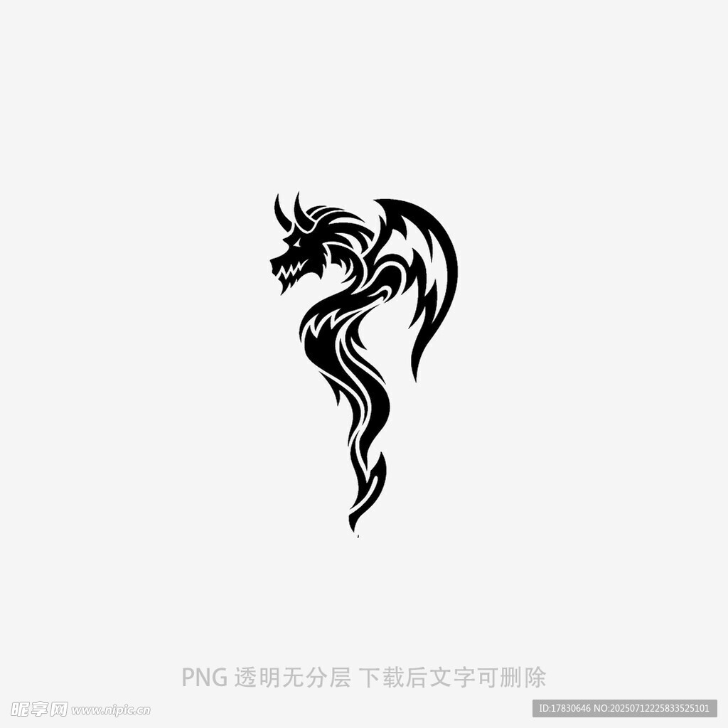 简约黑龙图腾图案设计