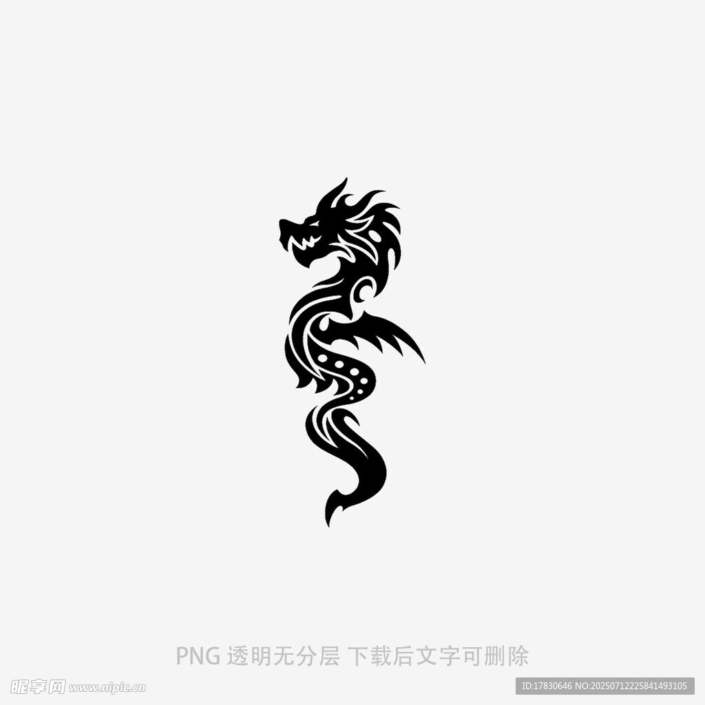 简约黑色龙形图案设计