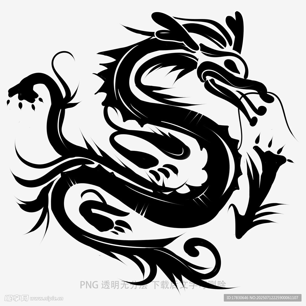 中式传统黑龙图腾图案