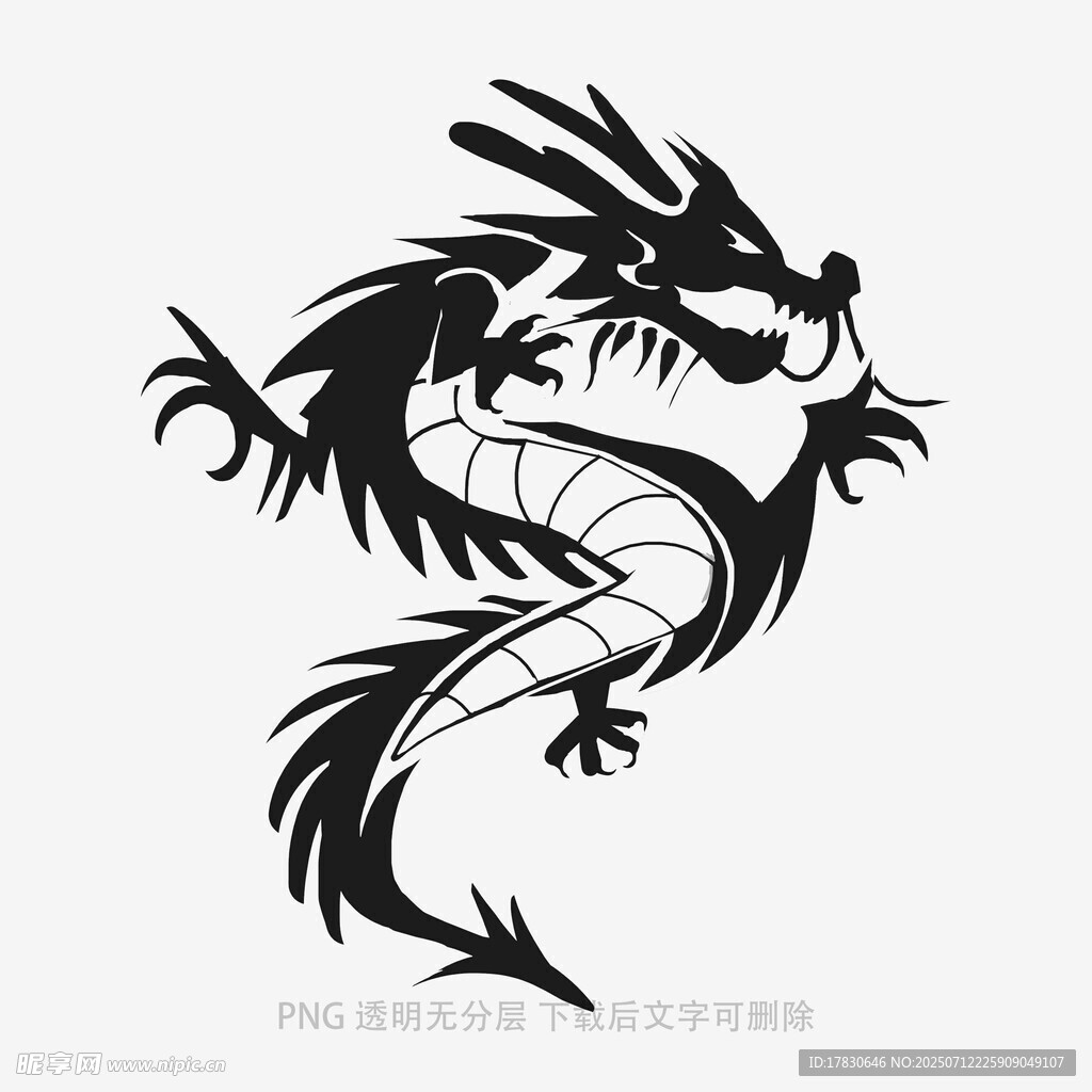 中式传统黑龙图案设计