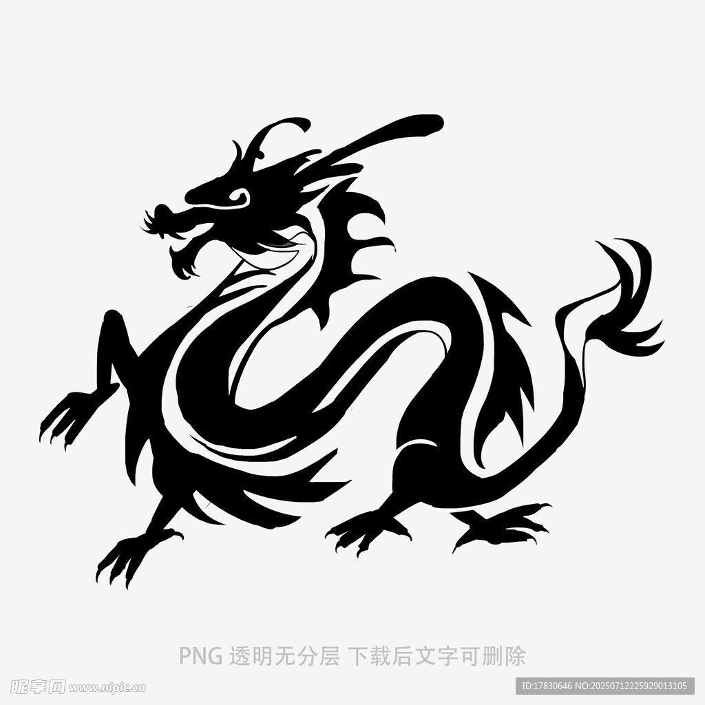 中式黑纹龙图案设计