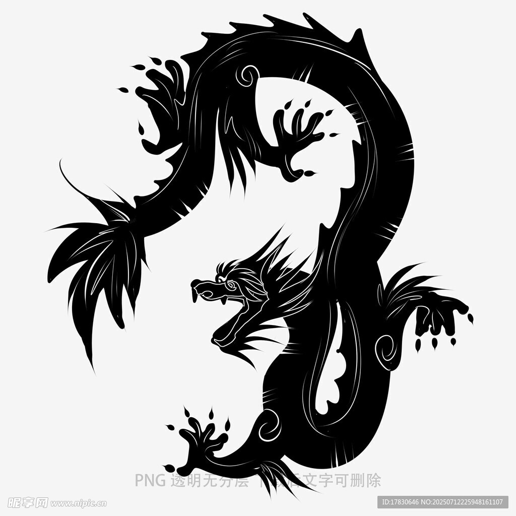 黑色龙形图案设计元素