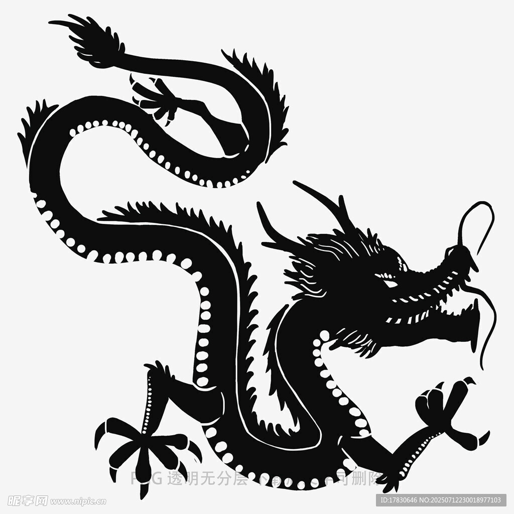 传统中式黑龙图腾图案