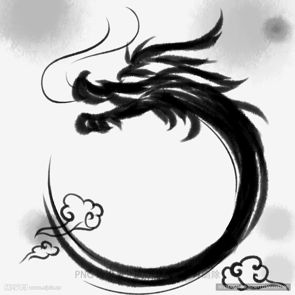 中式水墨风格龙形图案